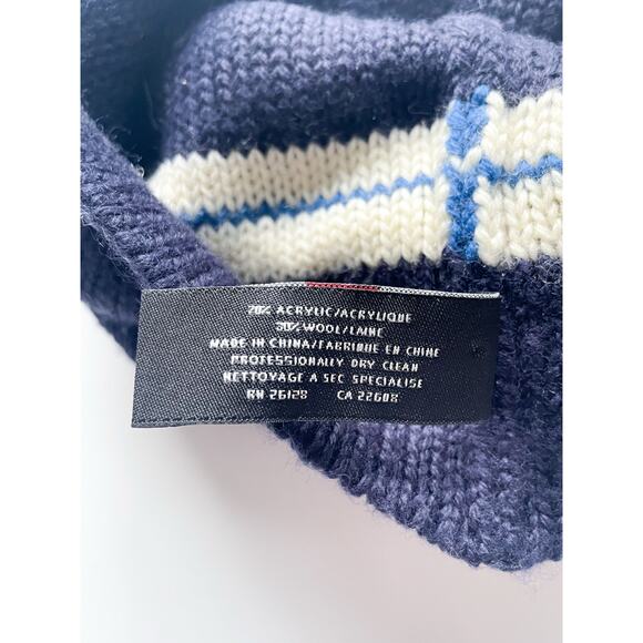 Youth Vintage Polo Jeans Navy Blue Knit Wool Blend Winter Beanie - Picture 4 of 6